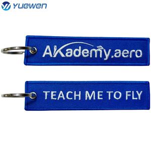 Wholesale Customized Remove Luggage Tag Before Embroidery Keyring Flight for Logo Woven Keychains - Product Image 4