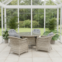 Ensemble de 5 meubles de patio en aluminium et rotin au design moderne, table et chaises en rotin pour la maison, l'appartement ou le jardin