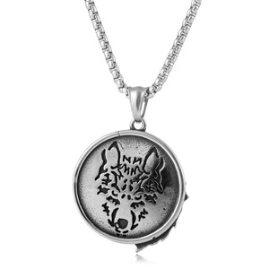 Yunnique – collier avec pendentif tête de loup en acier inoxydable pour hommes, accessoires de bijoux au design animalier à la mode - Product Image 4