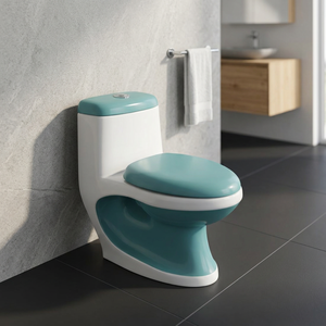 WC monobloc carré en céramique à poser au sol, cuvette de toilette à siphon, WC moderne pour salle de bain - Product Image 4