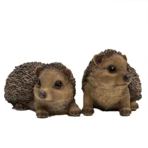 Resin Garden Hedgehog Decorative Statue Figurine Brown Garden Ornaments