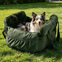 Coussin de transport pour chien et chat à monter sur la voiture, siège copilote, en peluche épaisse, portable, chaud pour l'hiver, en polyester, pour les longs trajets