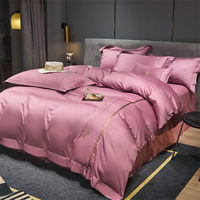 Broderie 100% coton hôtel linge de lit fendu roi housse de couette et taie d'oreiller chinois soie housse de couette