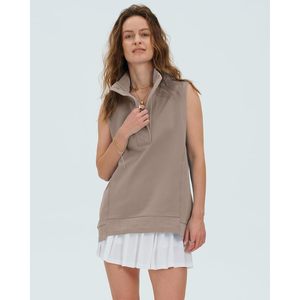 FOXA <b>Women's</b> Oversized Sleeveless <b>Henley</b> Neck Pullover <b>Top</b> Cotton Blend Jersey Summer Fashion Outfit - Product Image 6