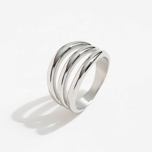 Ba hàng Mới Thép không gỉ nhẫn không thấm nước PVD mạ vàng thép không gỉ Vòng người phụ nữ - Product Image 2