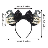 Accessoires pour cheveux sur le thème d'Halloween pour enfants, nœud en sequins en forme de citrouille, oreilles de Mickey Mouse, serre-tête effrayant