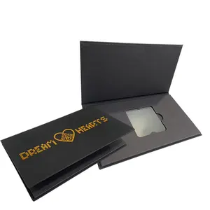 Venta al por mayor personalizado de lujo negro lámina magnética estampado logotipo cartón caja de embalaje tarjetero