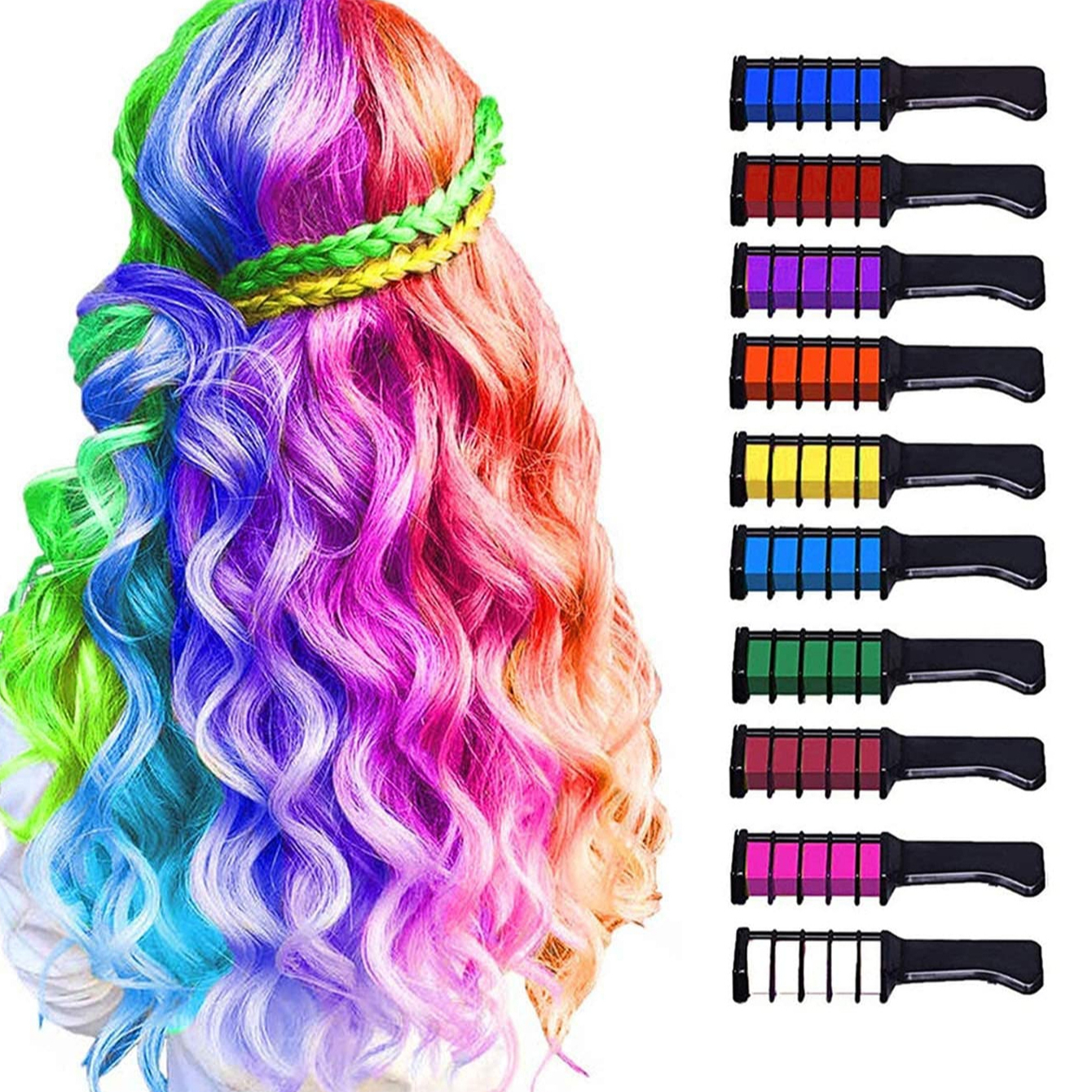 New Washable Hair Chalk Comb Temporary Hair Color Dye for Girls Kids Birthday Cosplay DIY, Halloween, New Year -739181