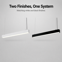 OEPE Suspension LED Linéaire Moderne Noire IP44 220V avec Interrupteur, Abat-jour en Aluminium et Plastique, pour Installation en Projets Scolaires, Bureaux et Salles à Manger