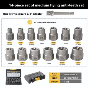 Hengwei – Kit de 14 extracteurs de douilles multi-cannelures, format impérial, entraînement 0.1, finition sablée, pour vis <span class=keywords><strong>antivol</strong></span>, garantie 3 ans - Product Image 3
