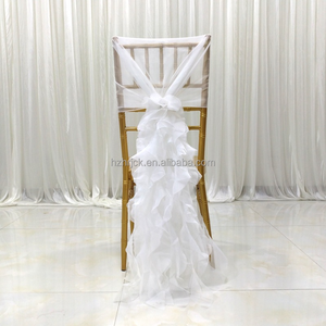 Funda para silla de gasa con volantes románticos, faja para silla de gasa para decoración de eventos de boda - Product Image 6