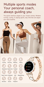 Montre connectée pour femme 2026 I222 AMOLED Or rose Appel Bluetooth Fréquence cardiaque SpO2 <span class=keywords><strong>Cycle</strong></span> physiologique Suivi sportif et santé OEM - Product Image 6