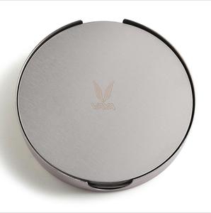 Hot Selling Round Stainless Steel Metal <strong>Coasters</strong> <strong>Set</strong> with Holder Custom logo - Product Image 5