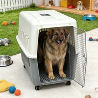 Cage pour chien extra large en PP, avec filet en fer détachable, roues lisses, design moderne et élégant, portable pour les voyages en extérieur, normes IATA, 50 kg