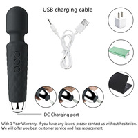 Vibrateur USB rechargeable avec 20 modes de vibration puissants, tête de massage silencieuse en silicone, cou flexible pour la masturbation féminine