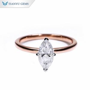 Tianyu 10K 14K 18K Anillos de compromiso de oro sólido D VVS Nuevas bandas de boda de diamantes Moissanite de corte Marquesa para regalos de Dama - Product Image 1