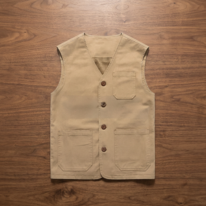 เสื้อกั๊กผ้าฝ้ายมีกระเป๋าหลายช่องและติดกระดุม - Product Image 3