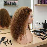 Peluca de Cabello Humano Vietnamita Rizado Pixie con Reflejos, Densidad 250%, Frontal Transparente HD 13x4, Pre-Plucked P4/30, SDD