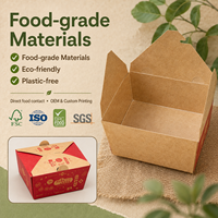 Boîte à lunch Kraft à emporter avec carton pliable en papier Kraft pour la restauration à emporter, personnalisation du logo disponible