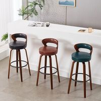Tabouret de bar pivotant haut de gamme avec dossier en bois courbé, siège rembourré pour comptoir de cuisine