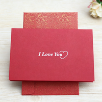 Tarjeta de Amor Romántica 3D de Alta Gama con Sobre Floral Rojo, Papel Artístico, Tamaño Personalizado para el Día de San Valentín, Aniversarios, Cumpleaños