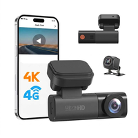 Caméra embarquée 4K double objectif avec GPS, 4G, WiFi, surveillance avant et arrière, vision nocturne 4K+1K, boîte noire avec visualisation en temps réel sur l'application