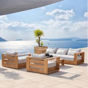 Luxus moderne Holzsofa Patio Outdoor Teak Möbel Teak Outdoor Sofas Holz Garten Set Teak Garten Sofa