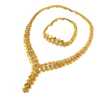 Parure de bijoux de mariée en cuivre électroplaqué zircon style moyen-oriental – Collier et boucles d'oreilles légers et luxueux, accessoire de mariée formel