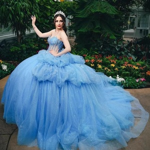 Vestidos <span class=keywords><strong>de</strong></span> quinceañera brillantes verdes salvia hechos a medida, corsé con cuentas <span class=keywords><strong>de</strong></span> encaje, <span class=keywords><strong>Vestido</strong></span> <span class=keywords><strong>15</strong></span> Anos Quinceañera dulce 16 <span class=keywords><strong>Vestido</strong></span> personalizado - Product Image 1