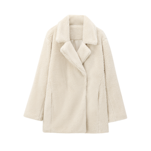 Veste beige à la mode décontractée Offre Spéciale pour femmes col cranté et manches longues simple boutonnage avec tissu tissé pour l'hiver - Product Image 1