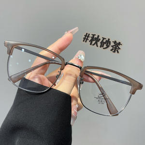 Monture de lunettes optiques demi-cerclées unisexe 31159 en TR90, style sourcil, avec verres PC anti-lumière bleue, taille moyenne, forme quadrilatère - Product Image 3