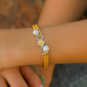 316L Stainless Steel Flower Bangle PVD Gold Plated Sustainable Resistant <b>Bracelet</b> for Women - Product Image 3
