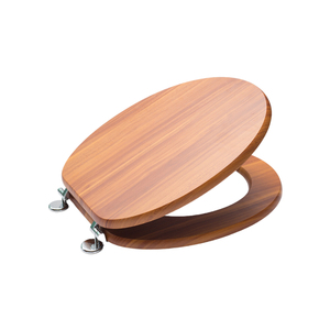 New Universal Heavy Duty MDF Wooden <strong>Toilet</strong> <strong>Seat</strong> with Chrome Hinge Anti-Bacterial <strong>Pine</strong> Effect Soft Close Function for Bathroom - Product Image 2