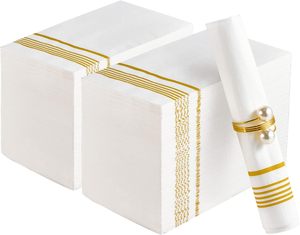 Serviettes en <span class=keywords><strong>papier</strong></span> jetables Airlaid 1 plis écologiques 6 plis 43x30cm aspect lin <span class=keywords><strong>doré</strong></span> avec logo personnalisé - Product Image 4