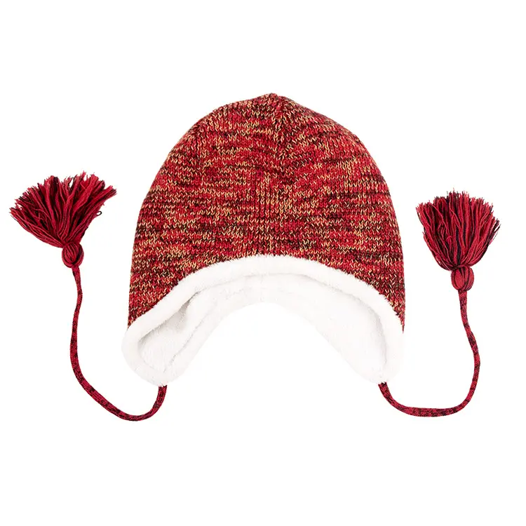 Cute Gorros De Navidad Childiren Two Ear Tassel Girl Beanies Winter Hat Knitting Warm Fleece Inside Kids Earflap Beanie Hat