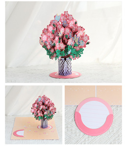 การ์ดอวยพร 3 มิติ รูปช่อดอกซากุระสีชมพู แบบตัดกระดาษ เป็นมิตรกับสิ่งแวดล้อม สำหรับวันวาเลนไทน์และวันรับปริญญา พร้อมการ์ดข้อความ - Product Image 4