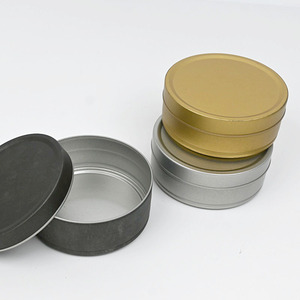 Custom Low Round Vintage Black Metal Tin Box, Antique Finished <b>Plain</b> Tin For Cookie <b>Candle</b> Jewelry Small Item Gift Packing - Product Image 3