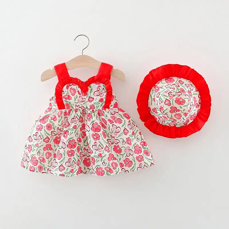 2 Delige Set Zomerbloemen Meisjesjurken Mouwloze Kinderkleding Mooie Meisjes Kleding Sets Groothandel