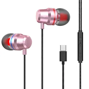 무거운베이스 스테레오 헤드폰 귀 3.5MM Type-c In-Ear 유선 이어폰 (볼륨 컨트롤 포함)