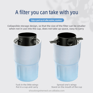 Taza de filtro de café plegable portátil de doble oreja, máquina reutilizable de acero inoxidable 304, compatible con el medio ambiente, Grado Alimenticio alto - Product Image 5