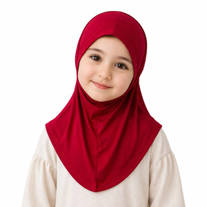 Turban instantané pour petites filles de 2 à 7 ans, prêt à porter, en <span class=keywords><strong>voile</strong></span> extensible uni, style malaisien, vente chaude - Product Image 5