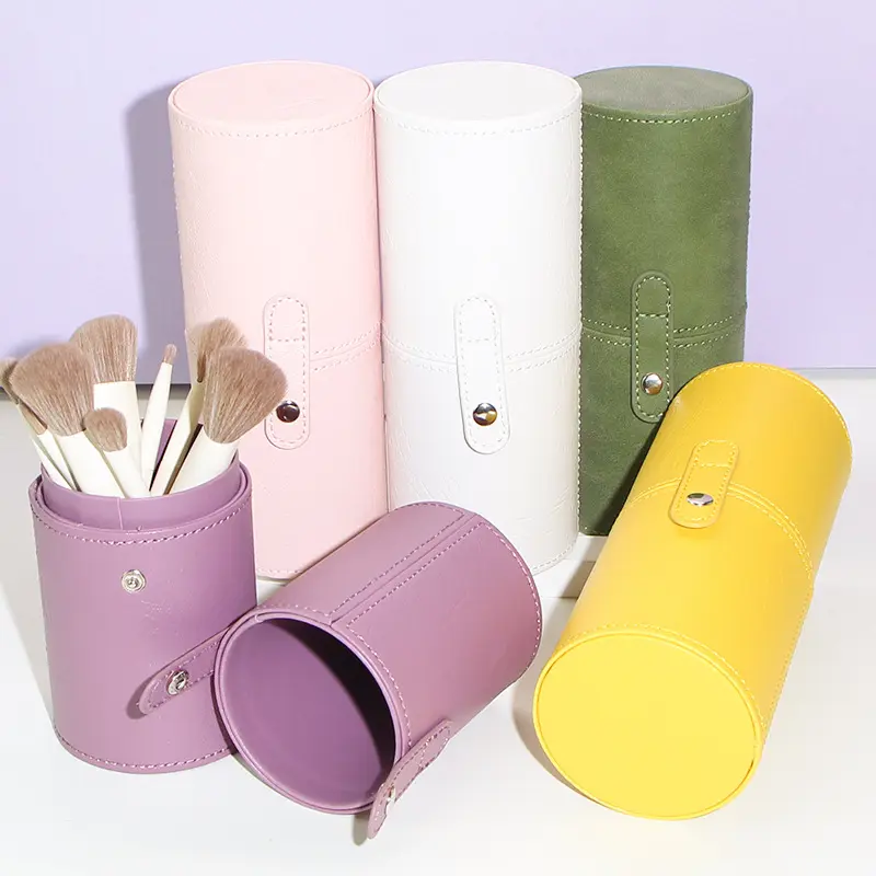 custom logo travel portable brush holder makeup brushes storage bucket