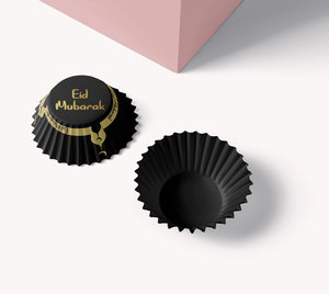 Vaisselle jetable de tasse d'<span class=keywords><strong>assiette</strong></span> de l'Aïd Mubarak d'aluminium d'estampage d'or noir pour la décoration de partie de l'Aïd - Product Image 6
