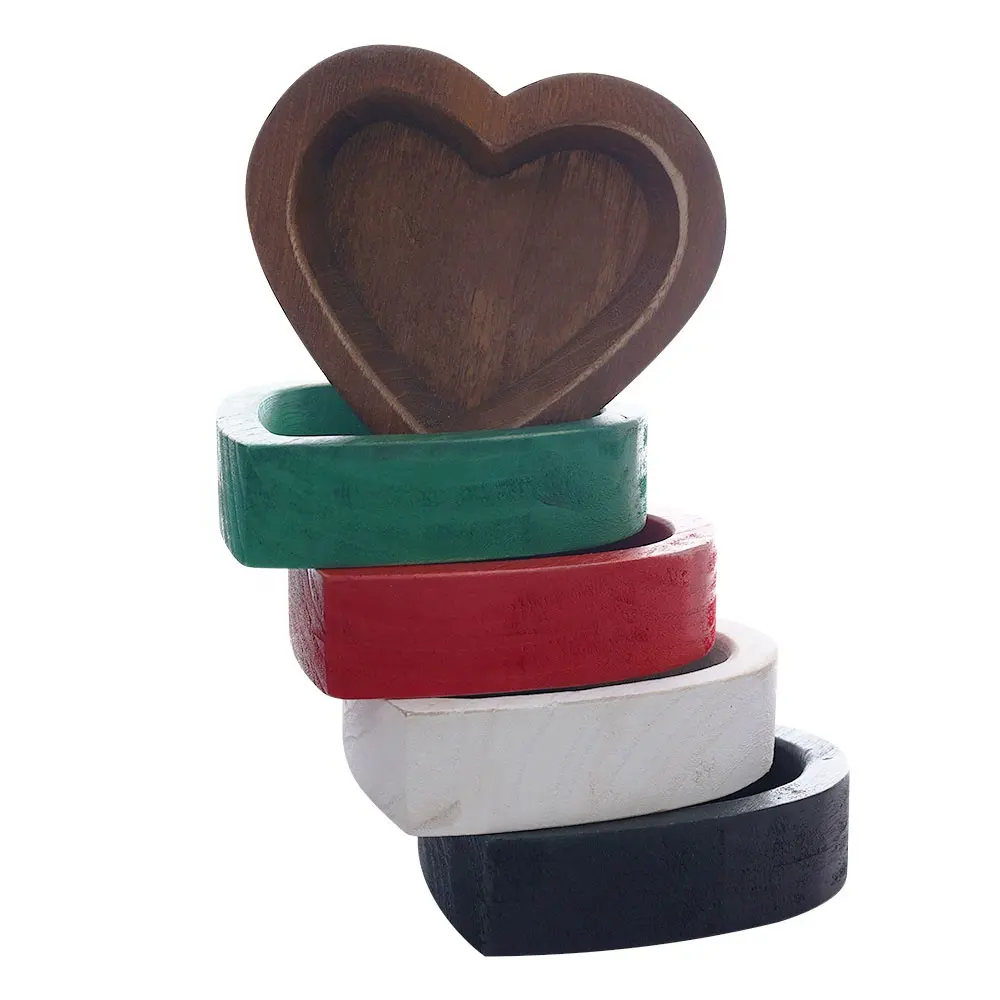 Mini Hart Houten Kommen Gebeitste Hartvormige Houten Kom-Hand Gesneden Kommen (Voor Kaarsen)