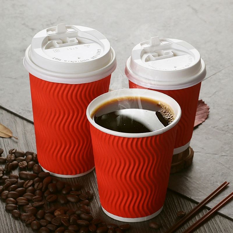 Disposable Recycled Double Ripple Wall Paper Corrugated Coffee Cups