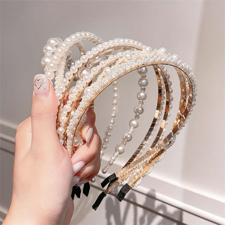 Diademas de perlas para niña y mujer, accesorios para el cabello hechos a mano para novia, boda, Niña