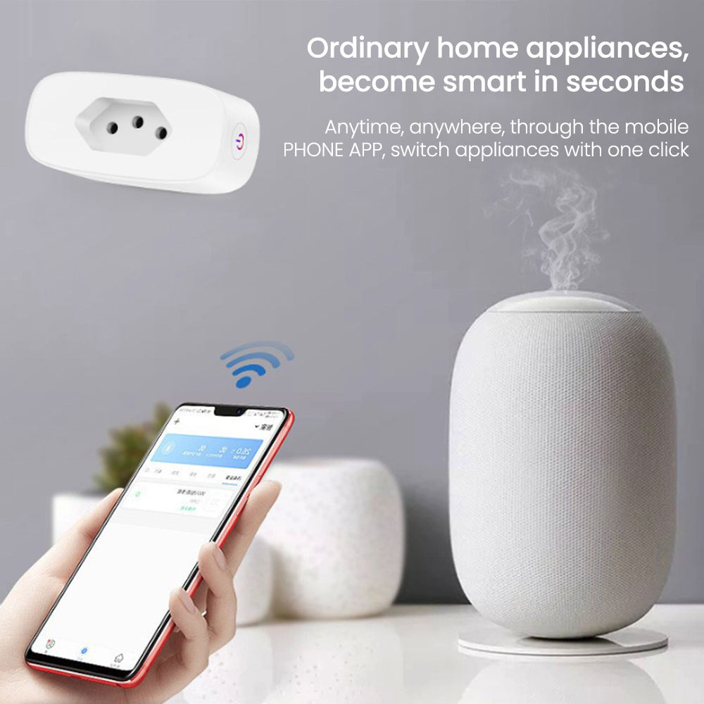 HONPNK 16A Brazilian Alexa Google Voice Control Timer Electric Energy Monitoring Smart Home Wi-fi Plug Smart Power Socket Plug