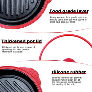 กระทะย่างเกาหลีอเนกประสงค์ที่เข้าไมโครเวฟได้พร้อมฝาปิดสำหรับย่างเนื้อแซนวิชผักที่บ้านถาดอบอาหาร - Product Image 4