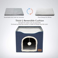 Villa pour animaux de compagnie pliable quatre saisons à double couche, maison pour chat et chien de taille moyenne, nid de rangement pour animaux avec griffoir pour chat