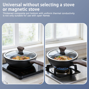 Nueva Sartén Wok Profunda de 28 cm para Cocina, Venta Directa de Fábrica, Personalizada, Antiadherente, de Aleación de Aluminio, con Revestimiento de PTFE y Tapa de Vidrio - Product Image 3